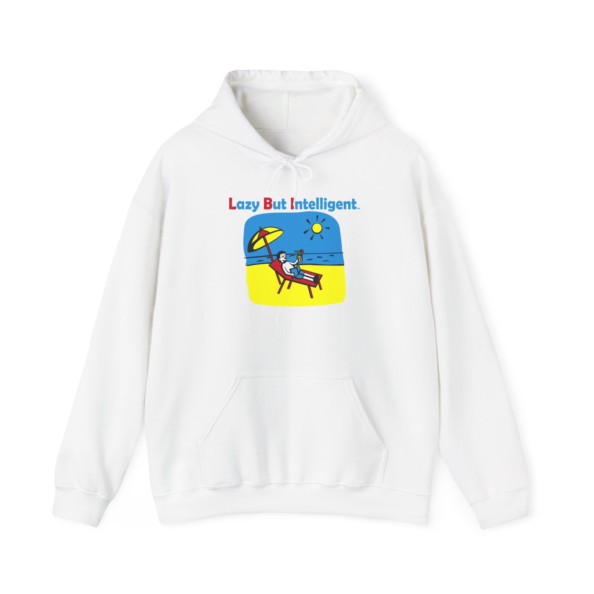 Trademarked "Lazy But Intelligent Hoodie" — Original Funny Beach Lounger Graphic Sweatshirt