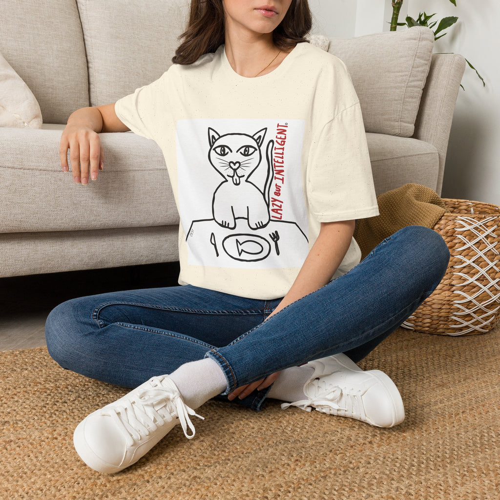 Funny Cat "Lazy But Intelligent" T-Shirt — Humorous Graphic Tee