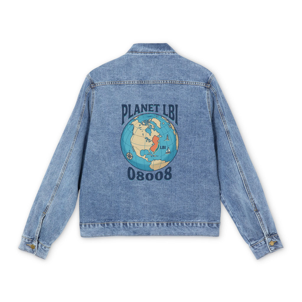 Denim Jacket — Planet LBI 08008 Back Graphic | Coastal Surf Trademarked Trucker Jacket