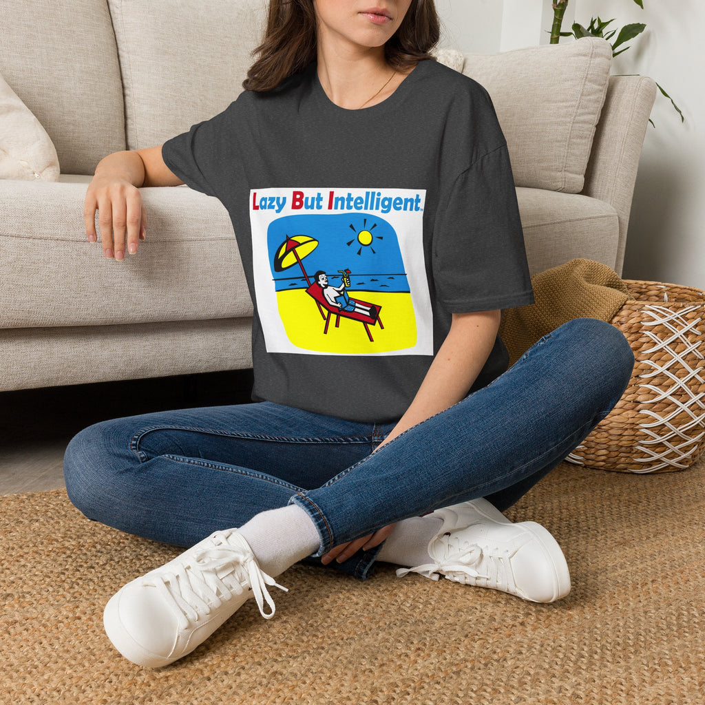 Funny "Lazy But Intelligent" T-Shirt — Humorous Beach Lounge Graphic Tee