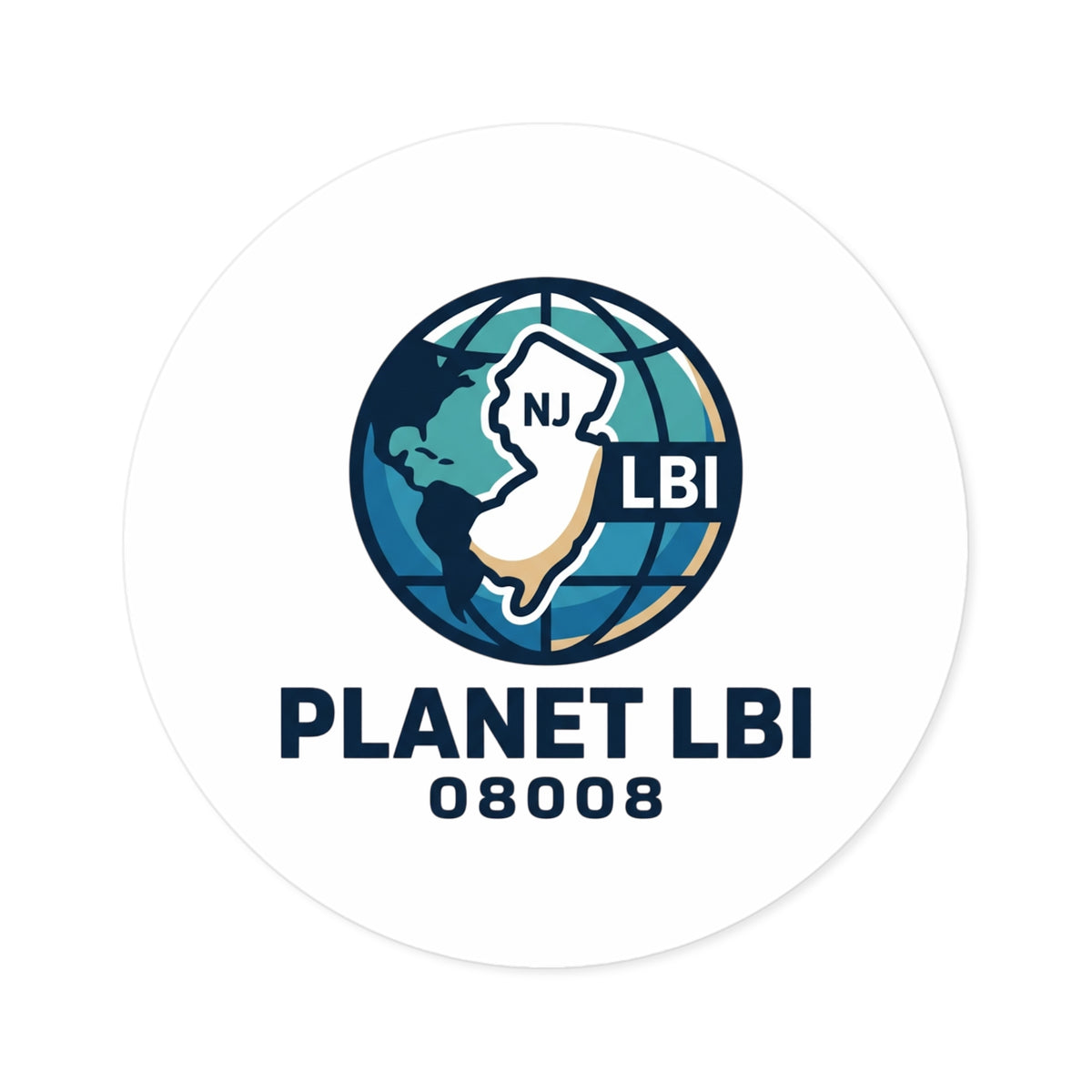 Planet LBI 08008 Round Sticker — Globe Logo Waterproof Laptop Sticker