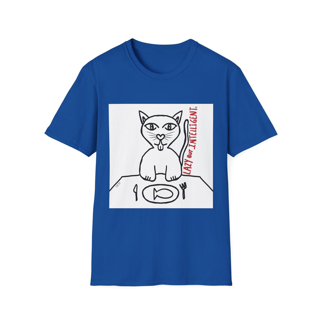 Funny Cat "Lazy But Intelligent" T-Shirt — Humorous Graphic Tee