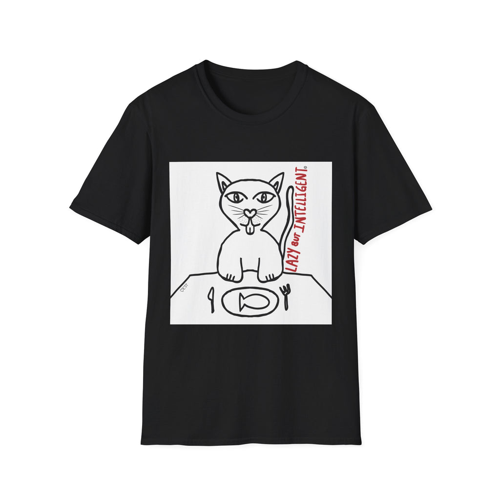 Funny Cat "Lazy But Intelligent" T-Shirt — Humorous Graphic Tee