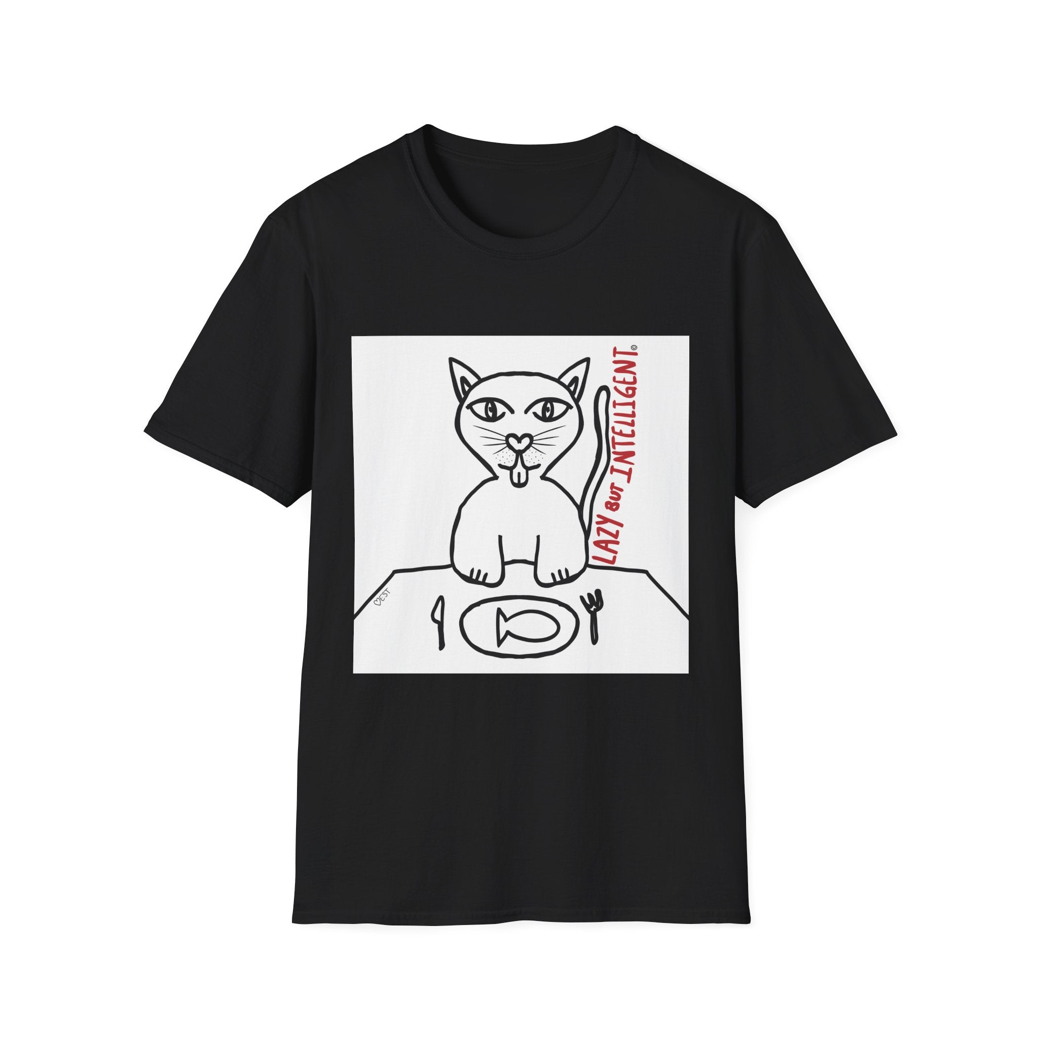 Funny Cat "Lazy But Intelligent" T-Shirt — Humorous Graphic Tee