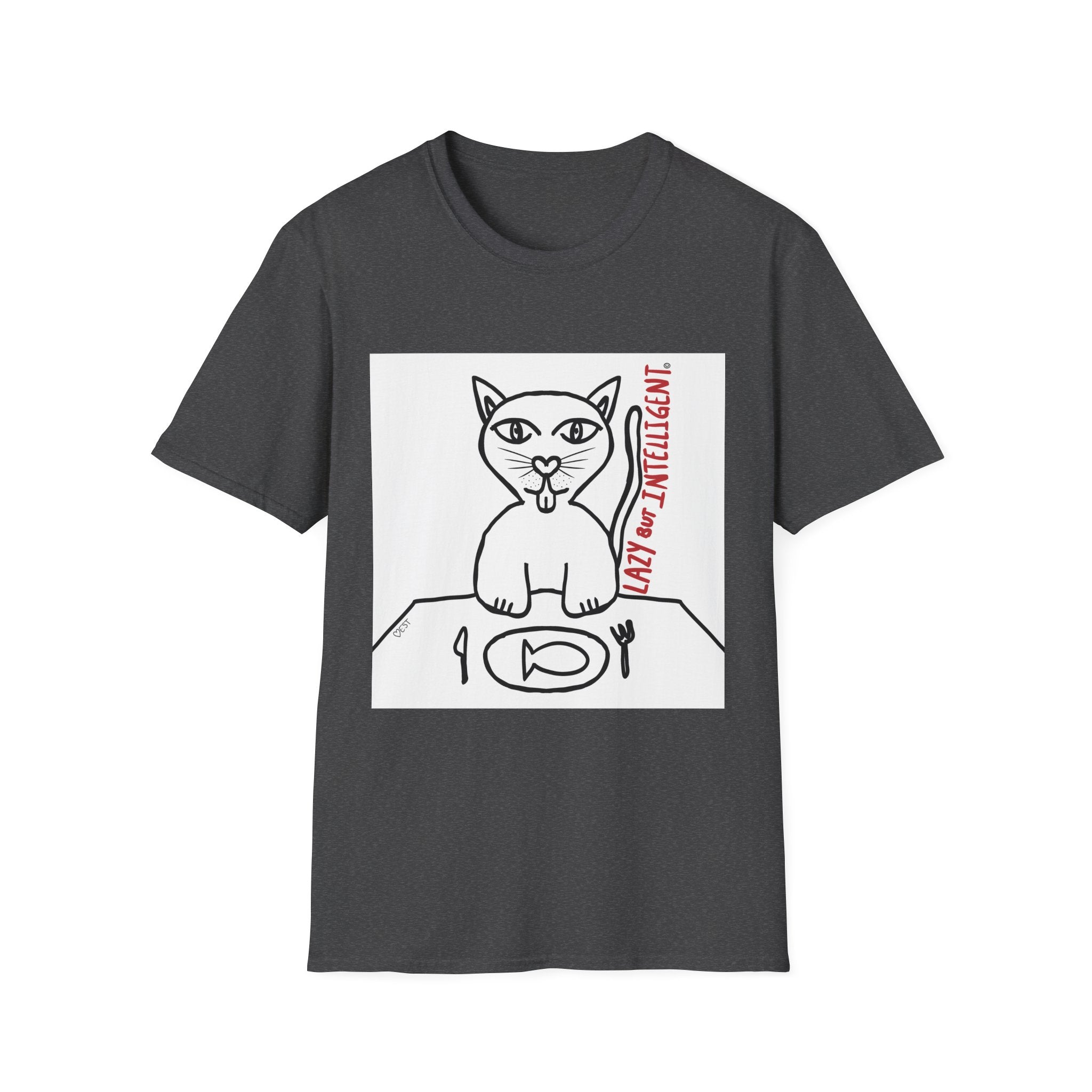 Funny Cat "Lazy But Intelligent" T-Shirt — Humorous Graphic Tee
