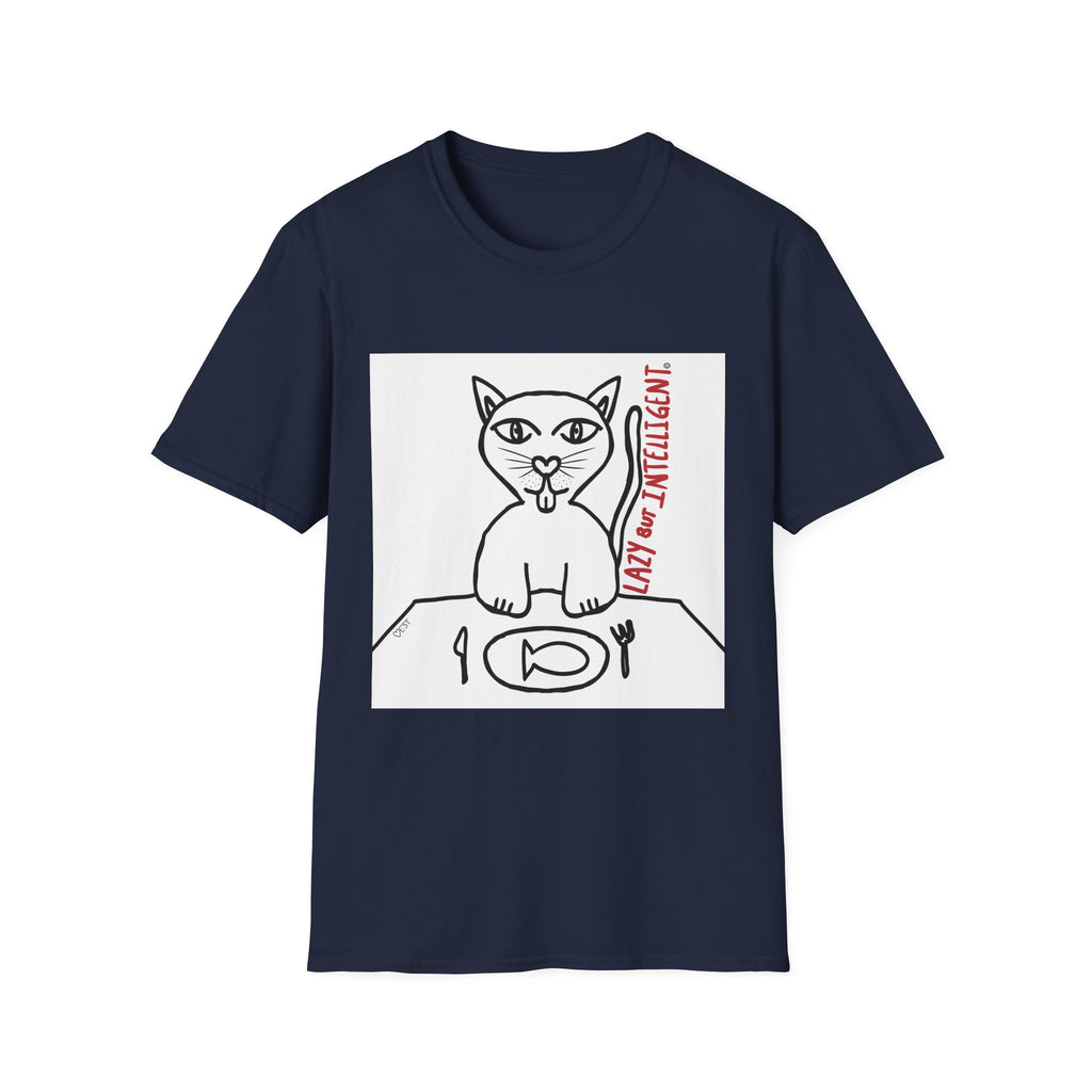 Funny Cat "Lazy But Intelligent" T-Shirt — Humorous Graphic Tee