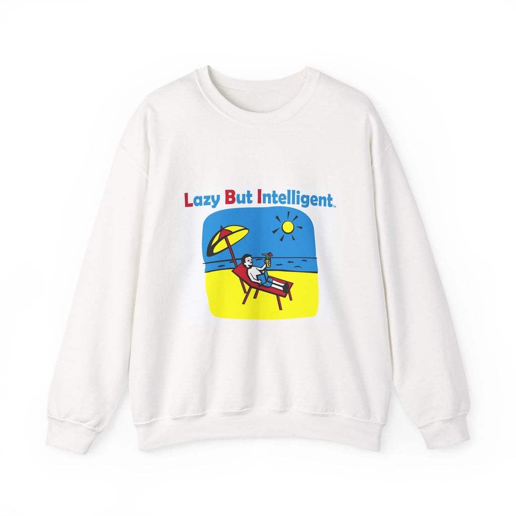 Trademarked: Crewneck Sweatshirt —"Lazy But Intelligent" Original Beach Lounge Graphic