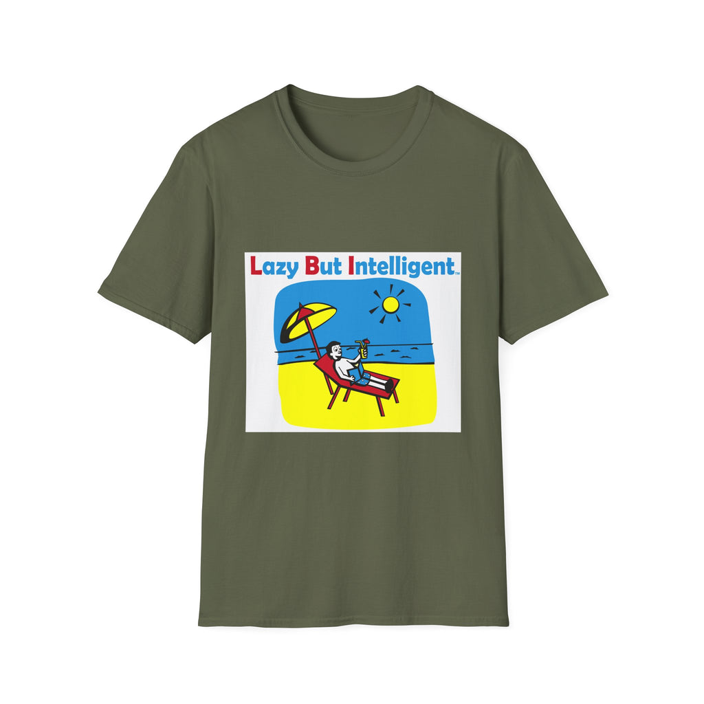 Funny "Lazy But Intelligent" T-Shirt — Humorous Beach Lounge Graphic Tee