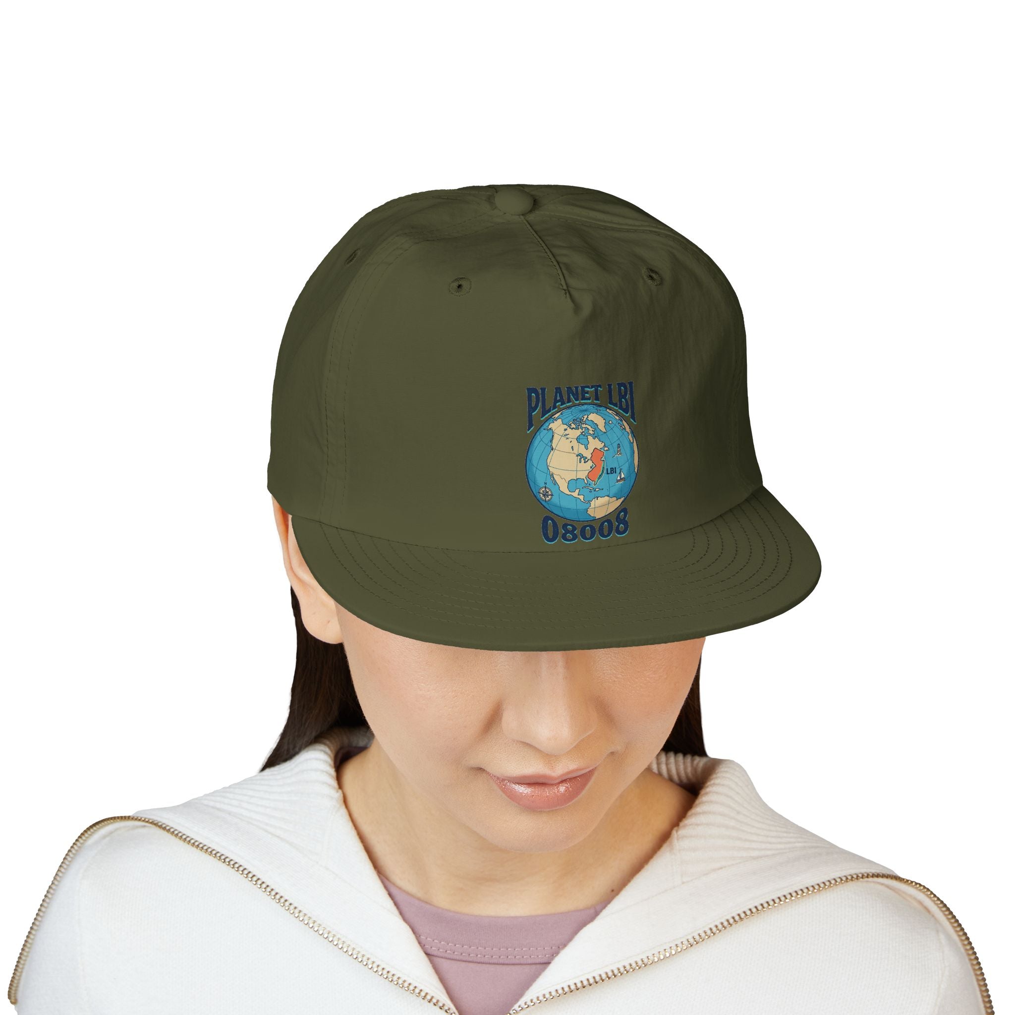 Planet LBI 08008 NJ Embroidered Globe Baseball Hat