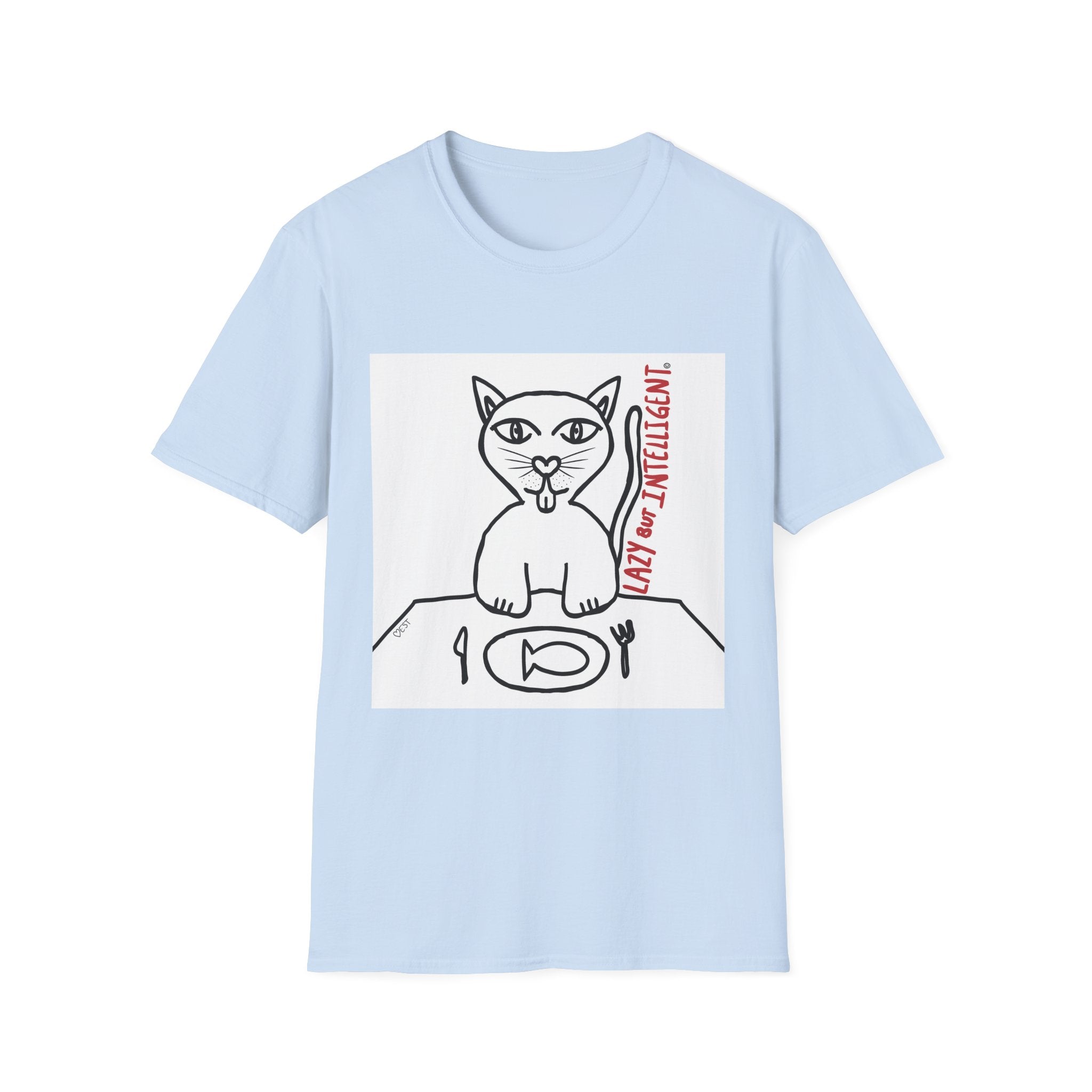 Funny Cat "Lazy But Intelligent" T-Shirt — Humorous Graphic Tee