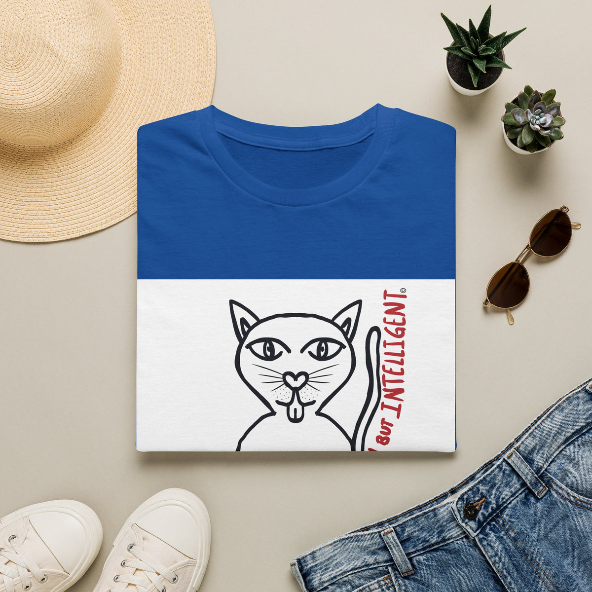 Funny Cat "Lazy But Intelligent" T-Shirt — Humorous Graphic Tee
