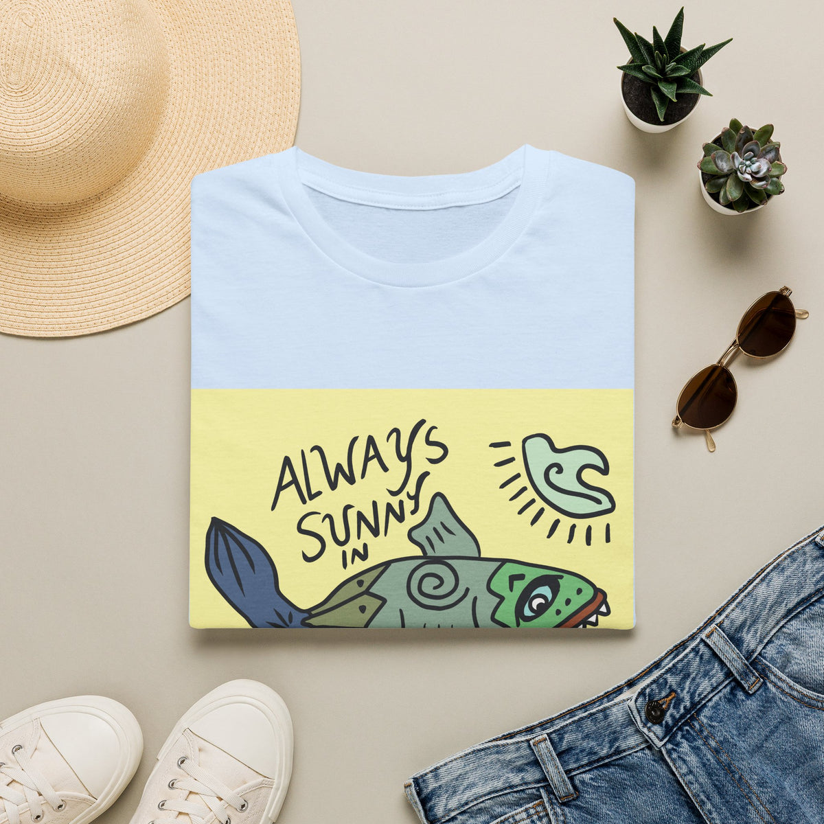 Always Sunny in LBI T-Shirt — Beachy Fish Graphic Tee