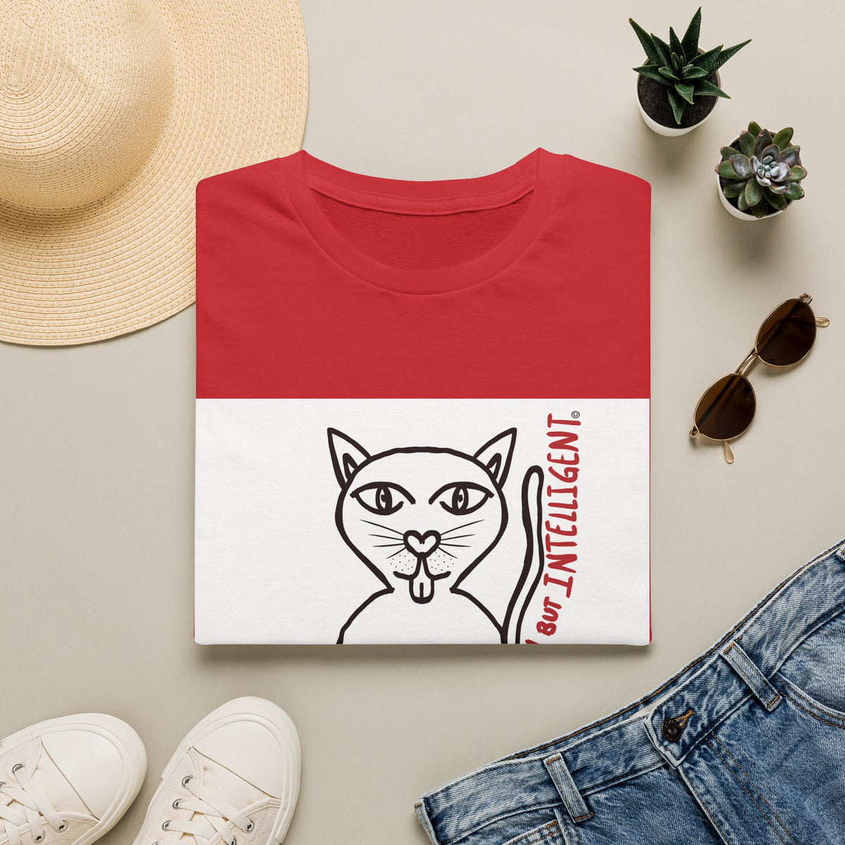 Funny Cat "Lazy But Intelligent" T-Shirt — Humorous Graphic Tee