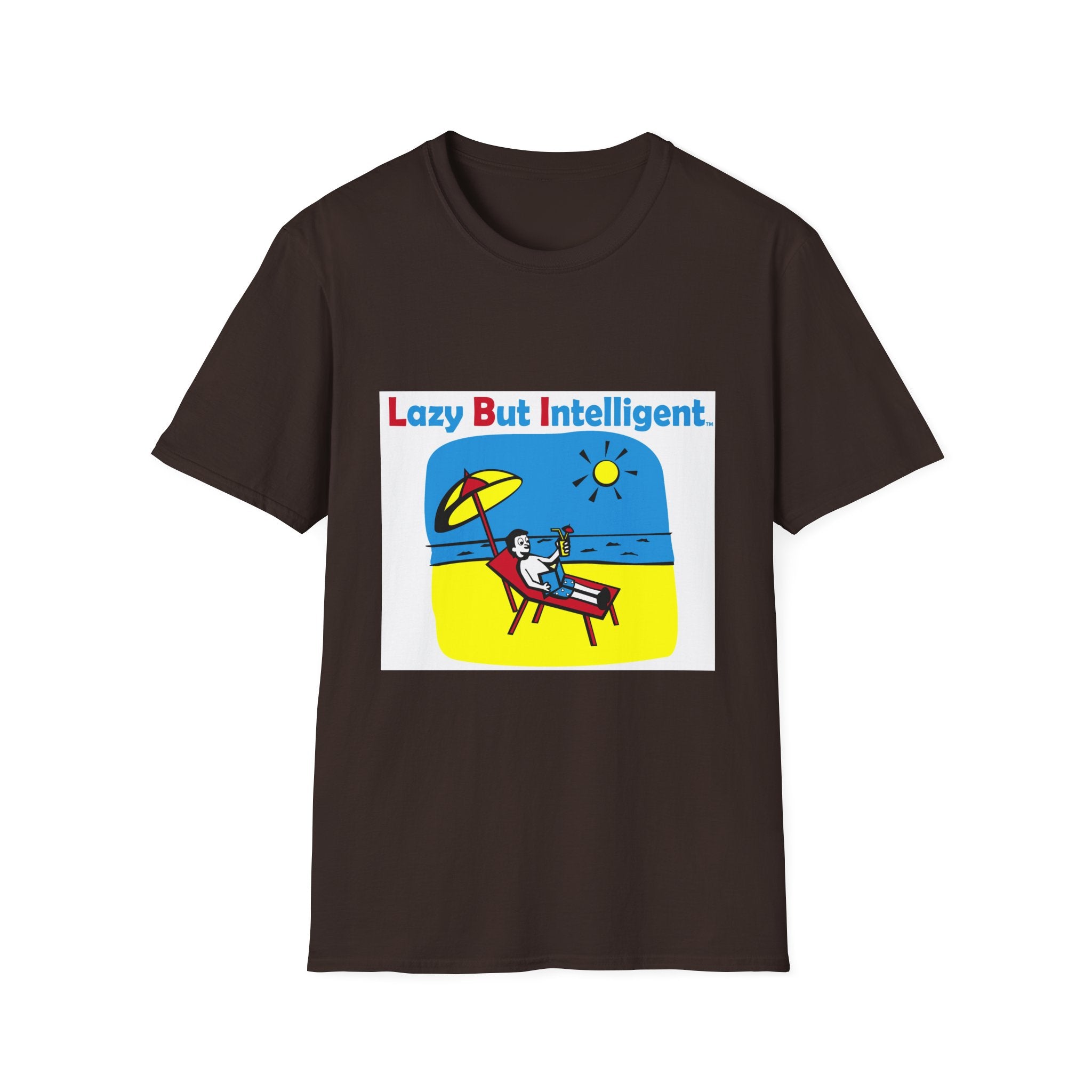 Funny "Lazy But Intelligent" T-Shirt — Humorous Beach Lounge Graphic Tee