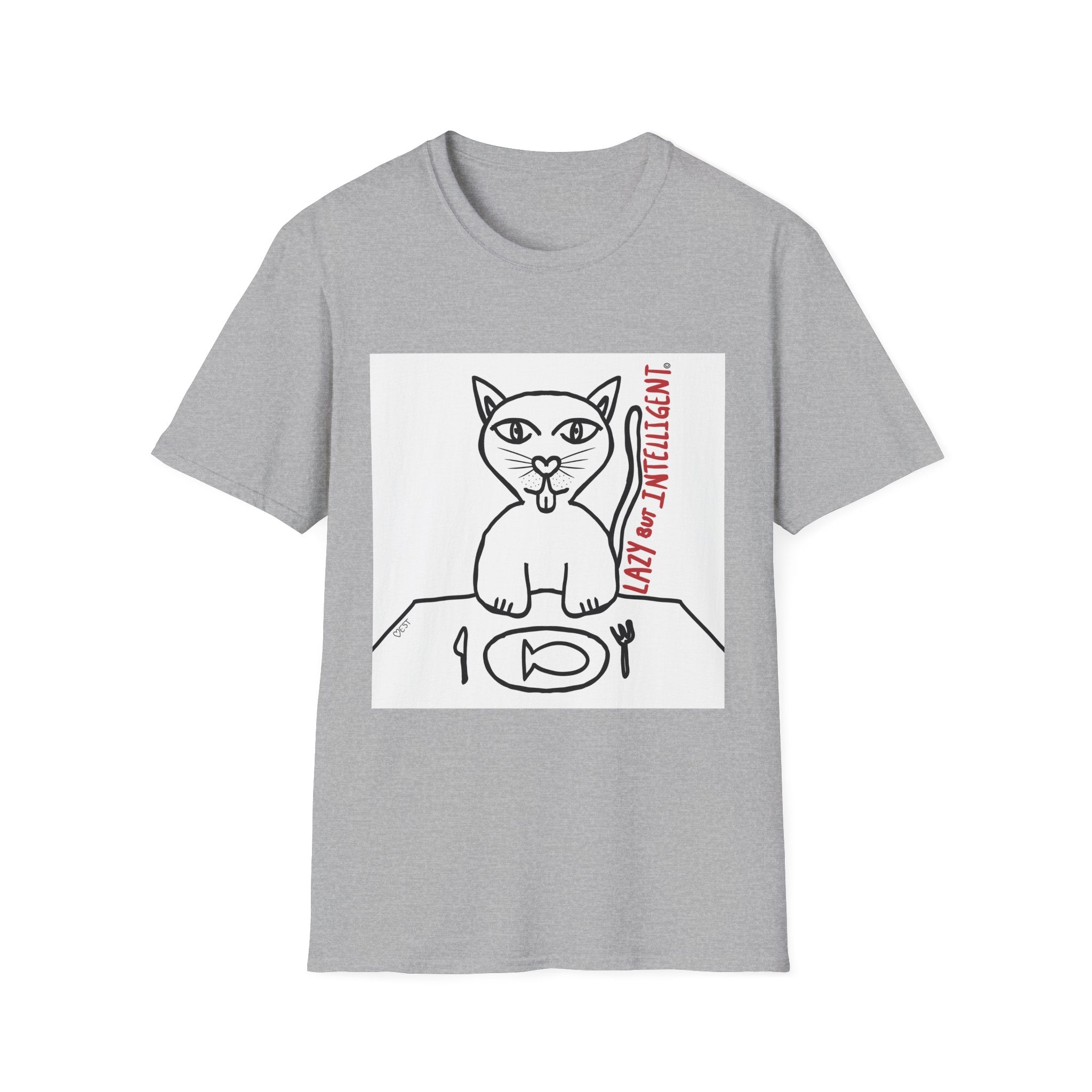 Funny Cat "Lazy But Intelligent" T-Shirt — Humorous Graphic Tee