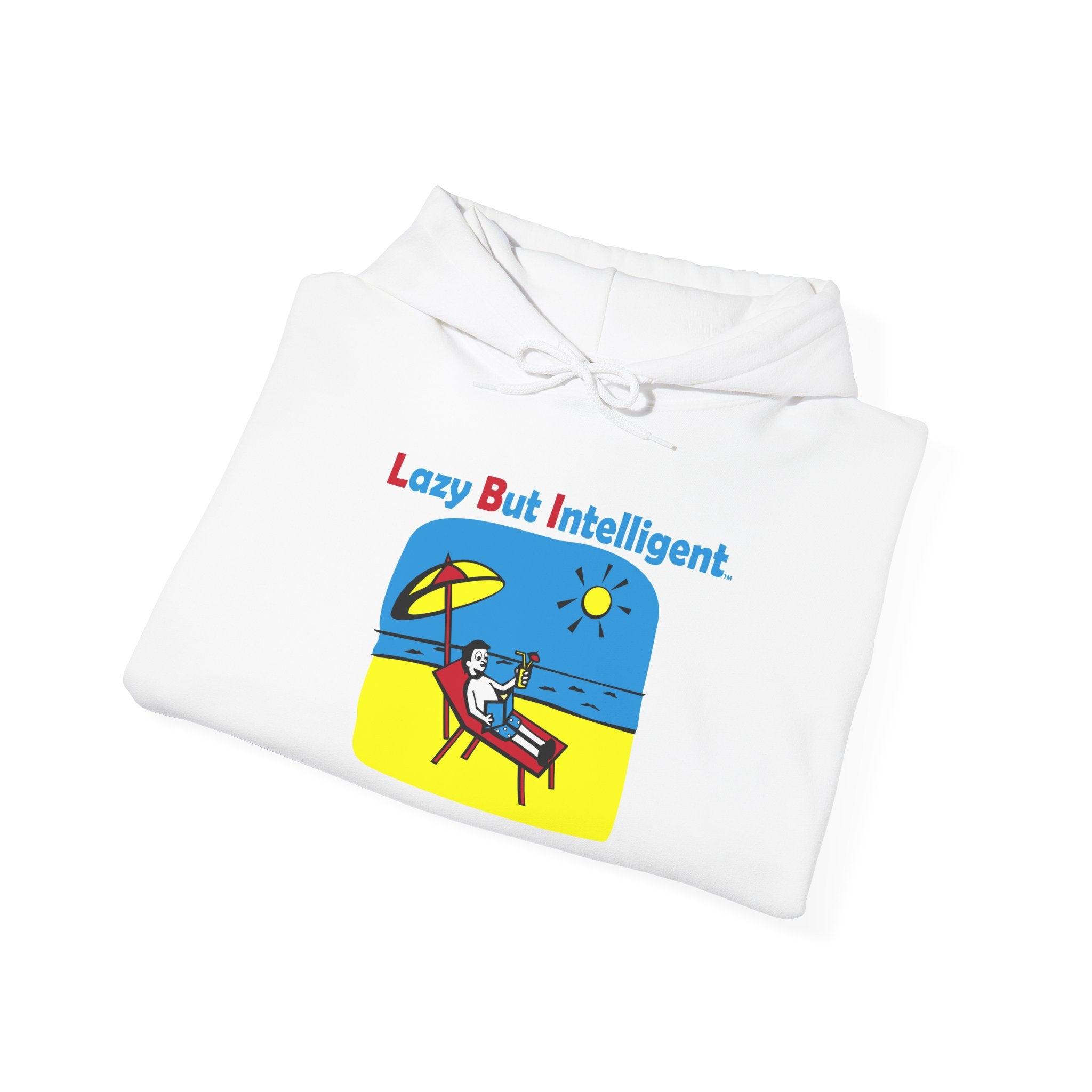 Trademarked "Lazy But Intelligent Hoodie" — Original Funny Beach Lounger Graphic Sweatshirt