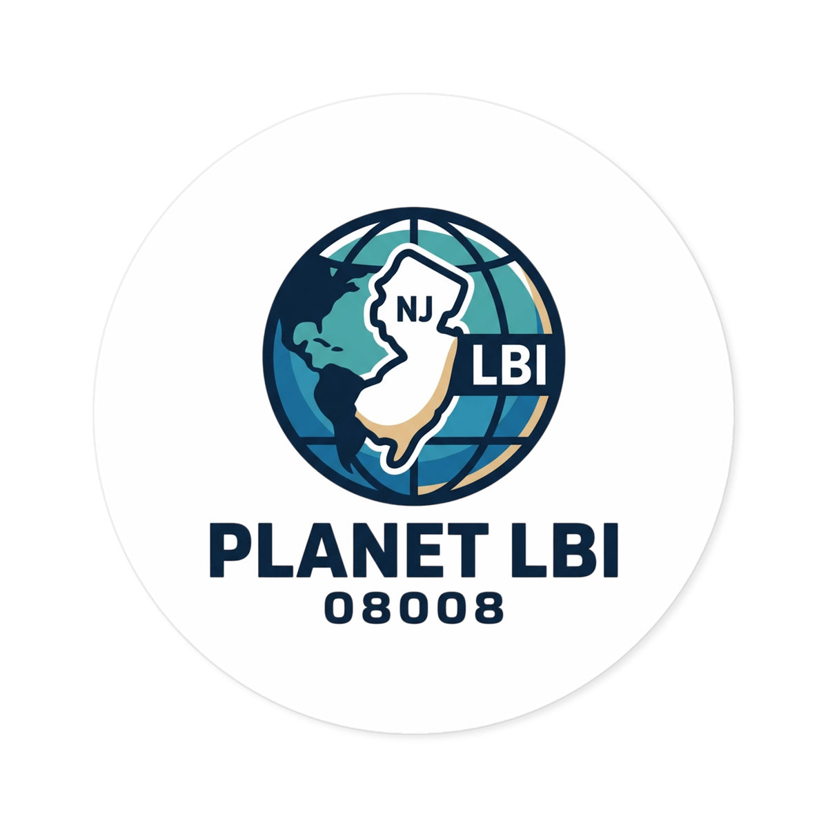 Planet LBI 08008 Round Sticker — Globe Logo Waterproof Laptop Sticker