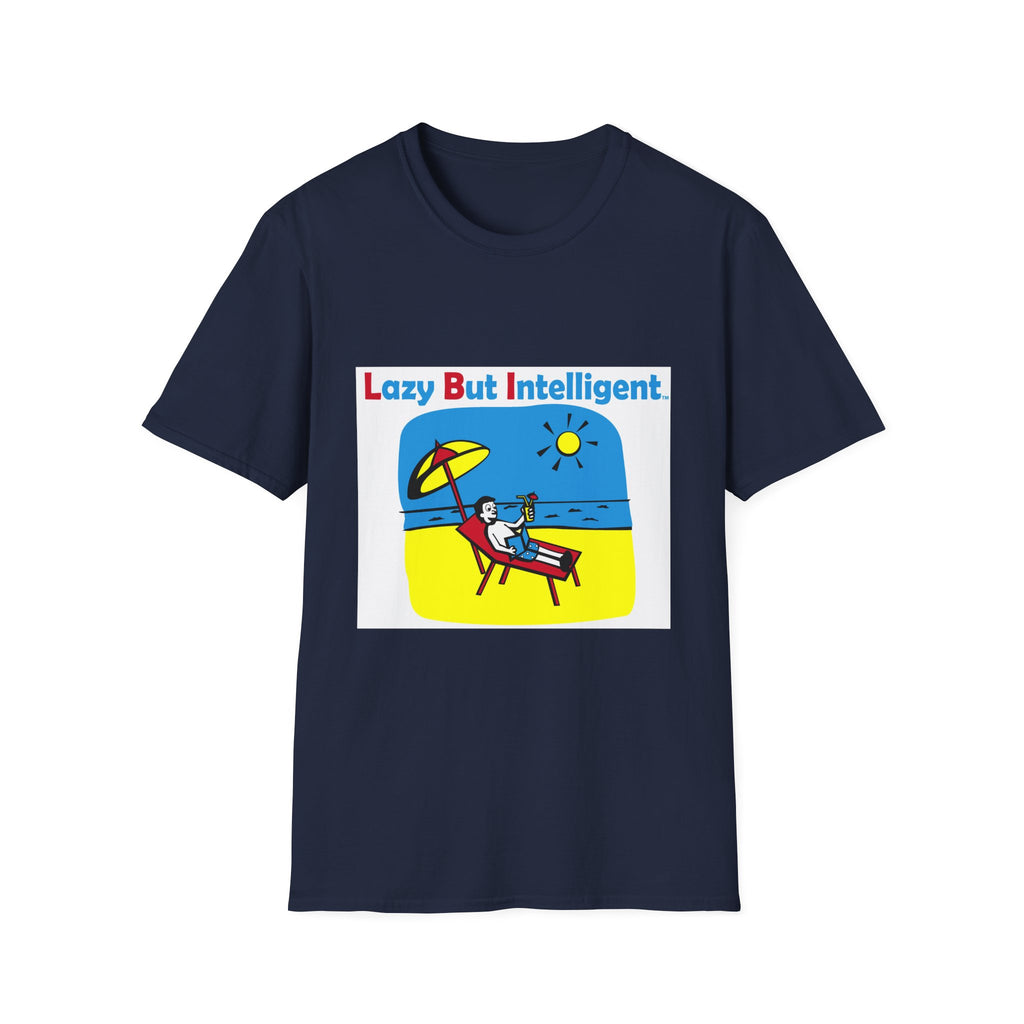 Funny "Lazy But Intelligent" T-Shirt — Humorous Beach Lounge Graphic Tee