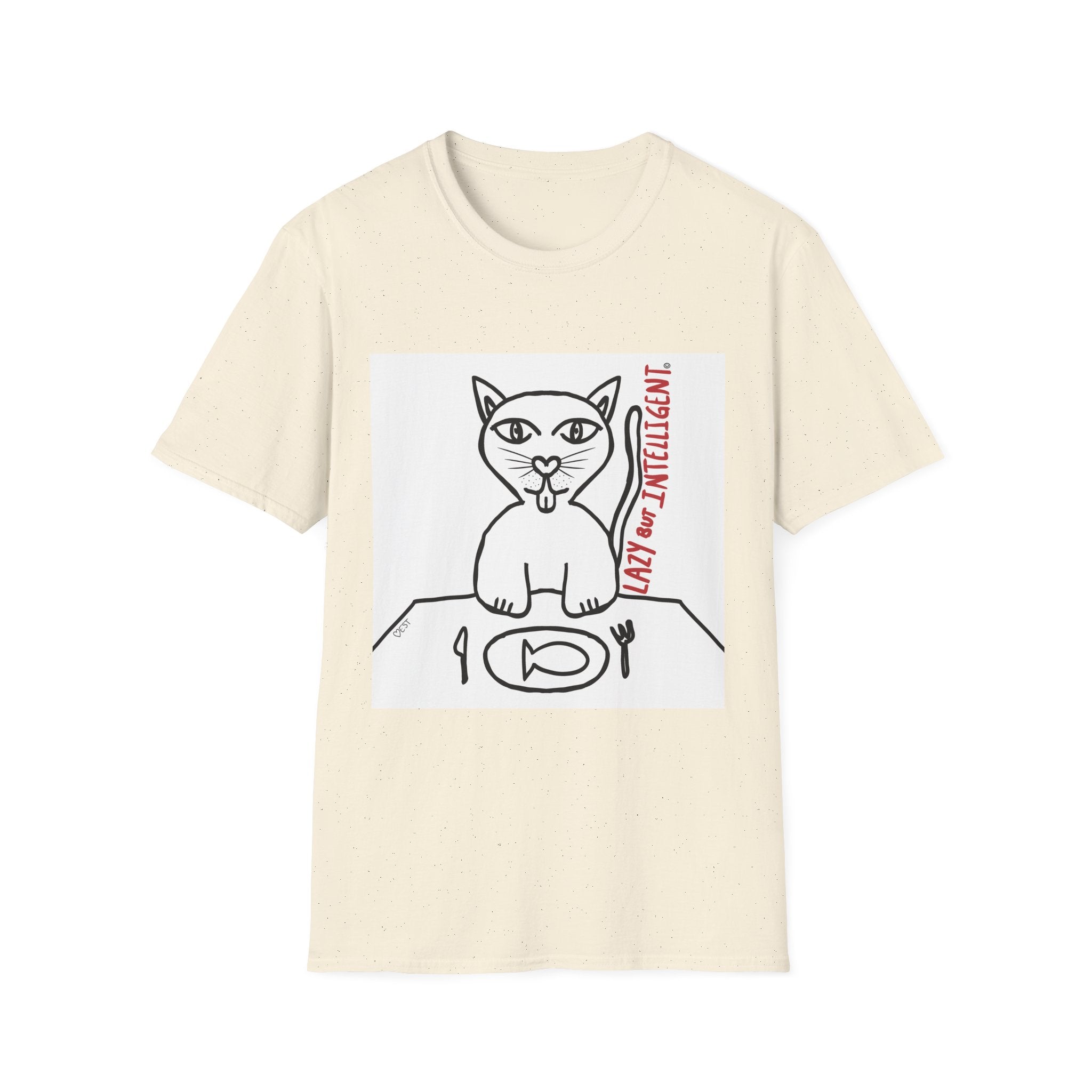 Funny Cat "Lazy But Intelligent" T-Shirt — Humorous Graphic Tee