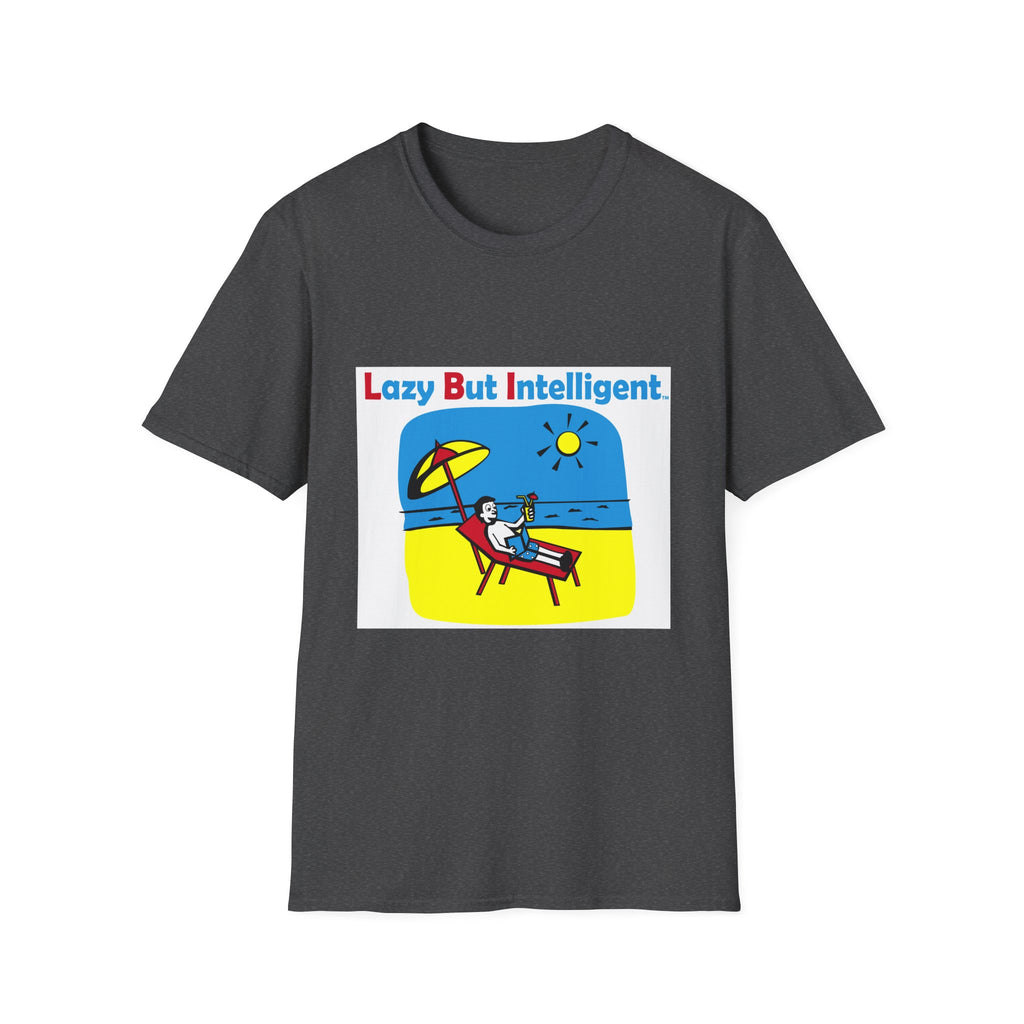 Funny "Lazy But Intelligent" T-Shirt — Humorous Beach Lounge Graphic Tee