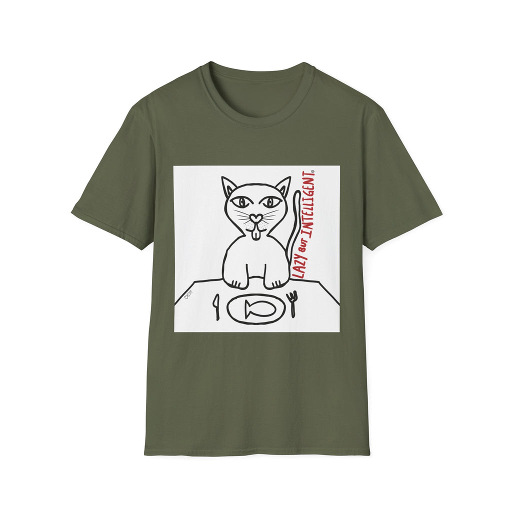 Funny Cat "Lazy But Intelligent" T-Shirt — Humorous Graphic Tee
