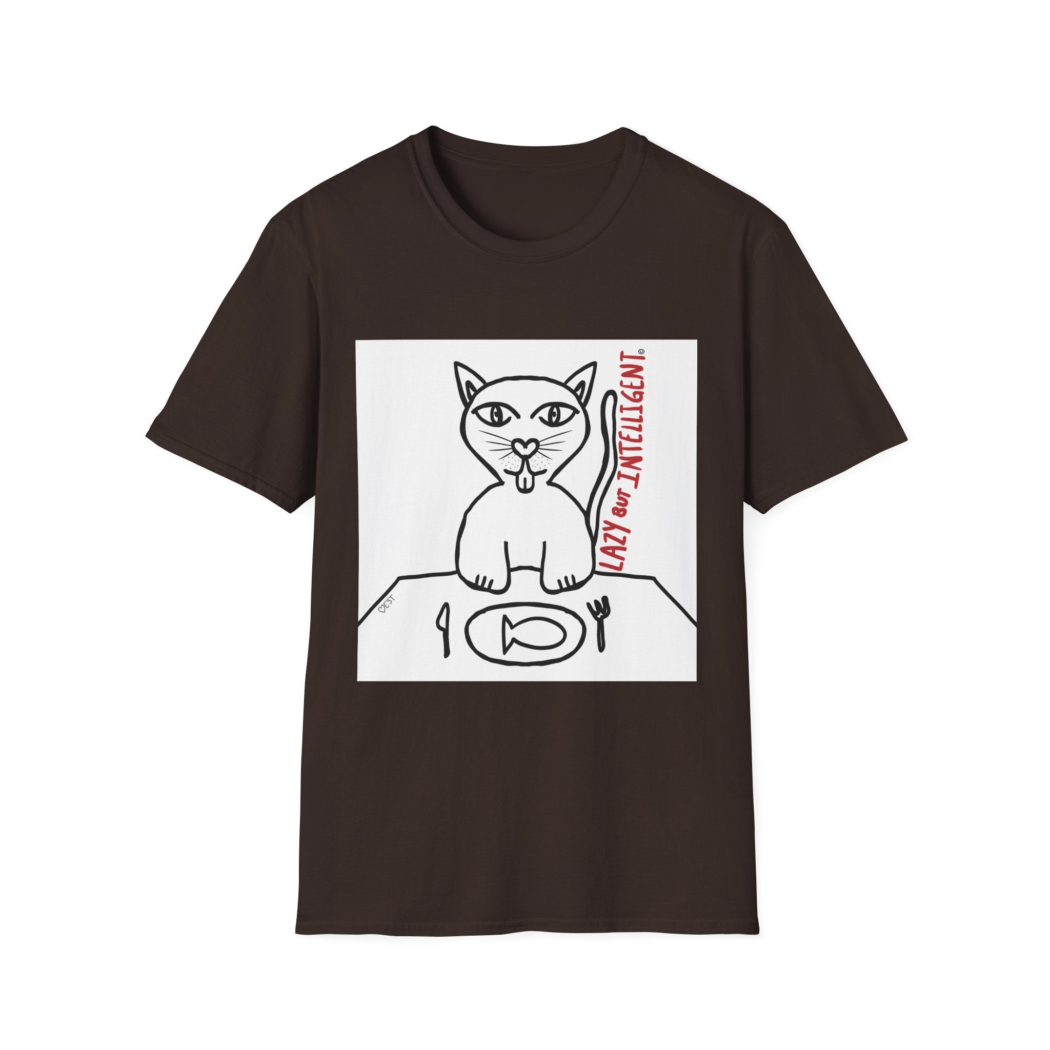 Funny Cat "Lazy But Intelligent" T-Shirt — Humorous Graphic Tee