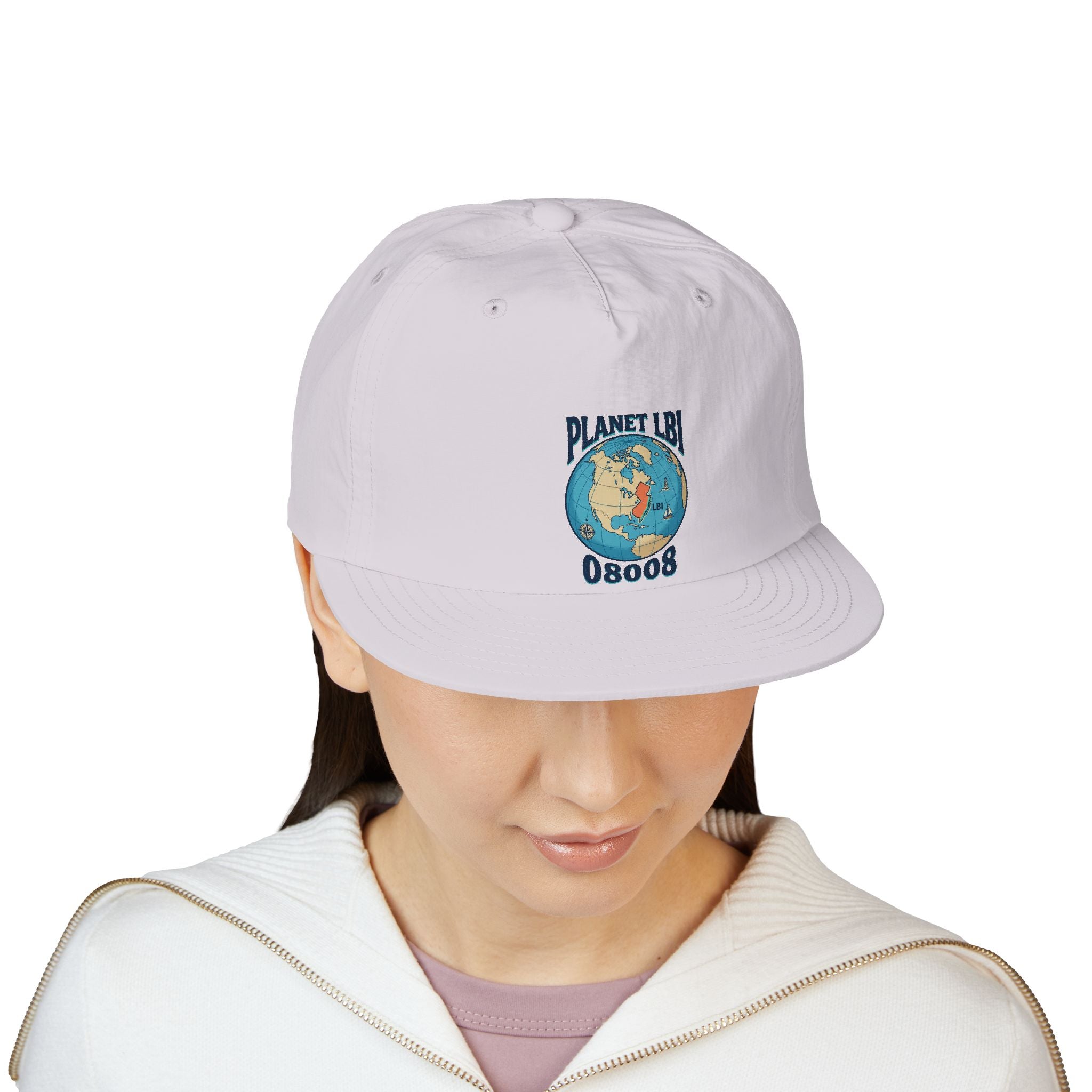 Planet LBI 08008 NJ Embroidered Globe Baseball Hat