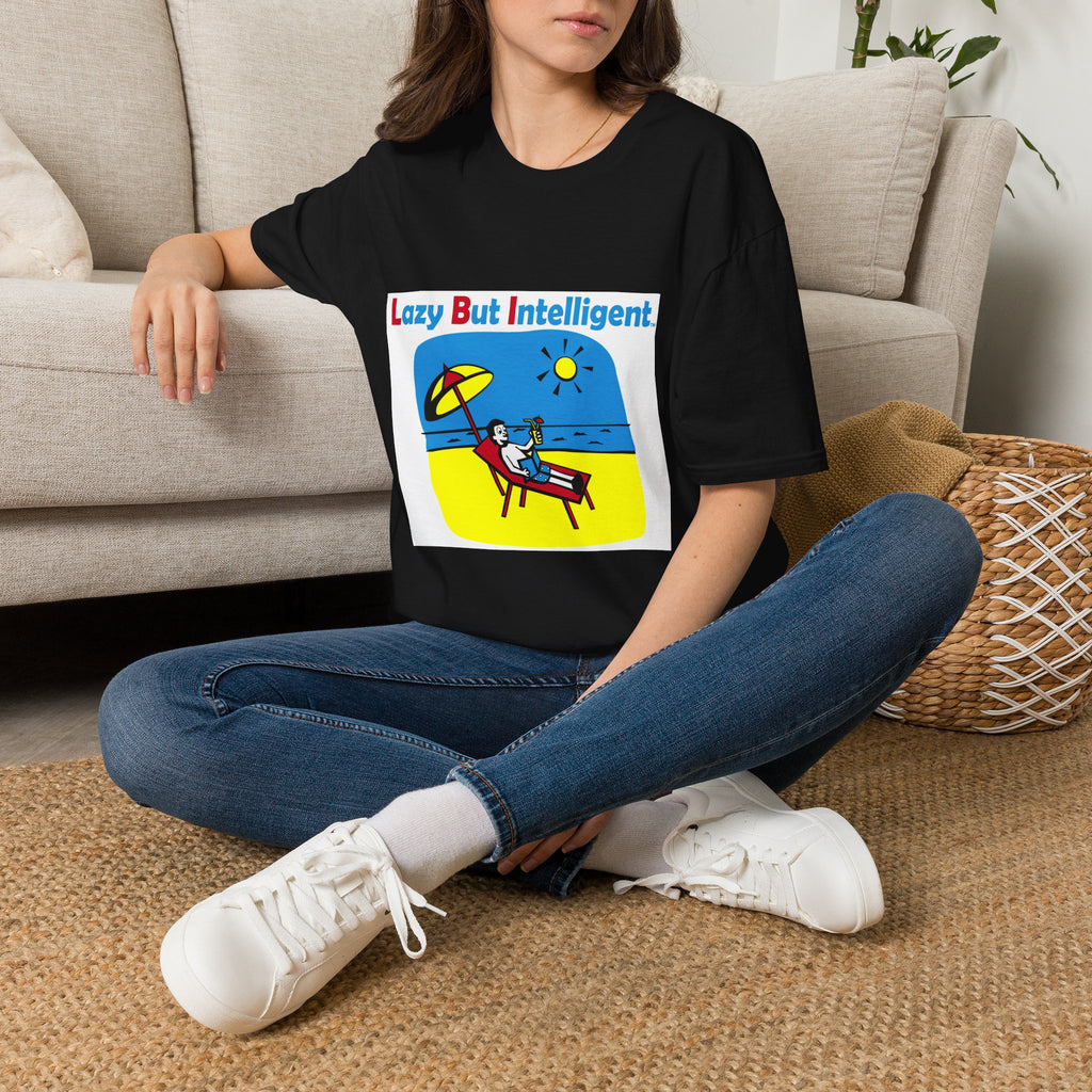 Funny "Lazy But Intelligent" T-Shirt — Humorous Beach Lounge Graphic Tee