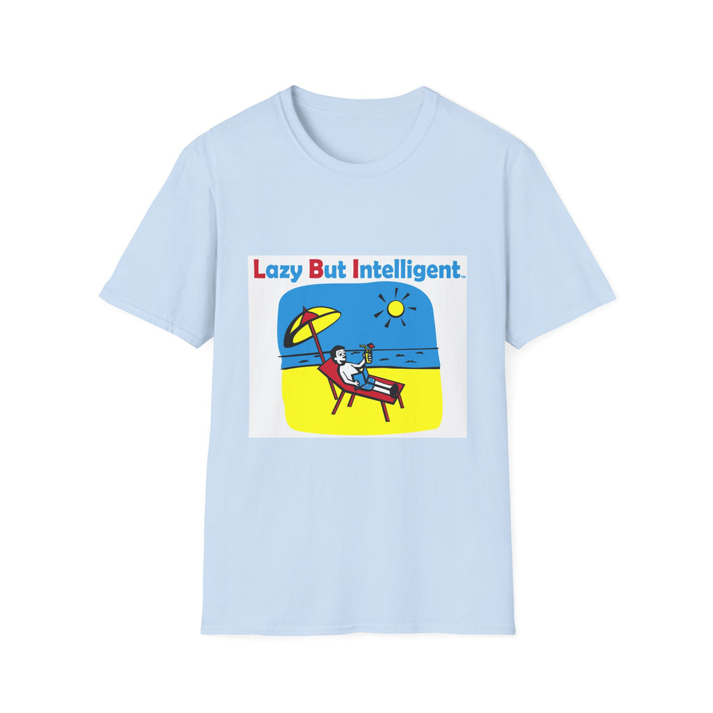 Funny "Lazy But Intelligent" T-Shirt — Humorous Beach Lounge Graphic Tee