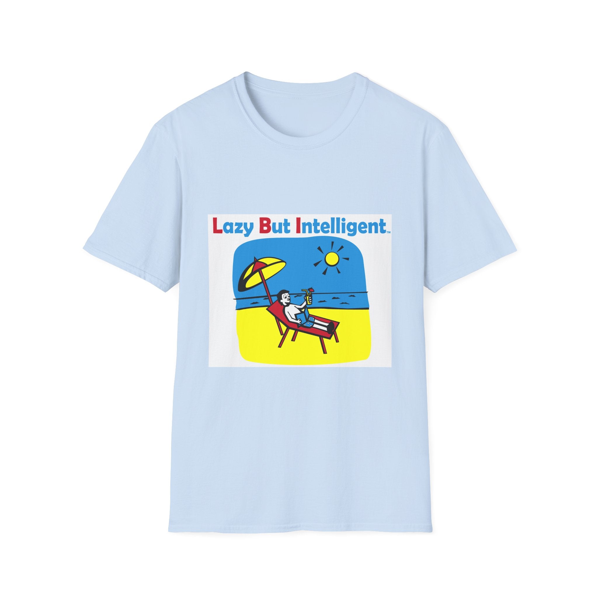 Funny "Lazy But Intelligent" T-Shirt — Humorous Beach Lounge Graphic Tee