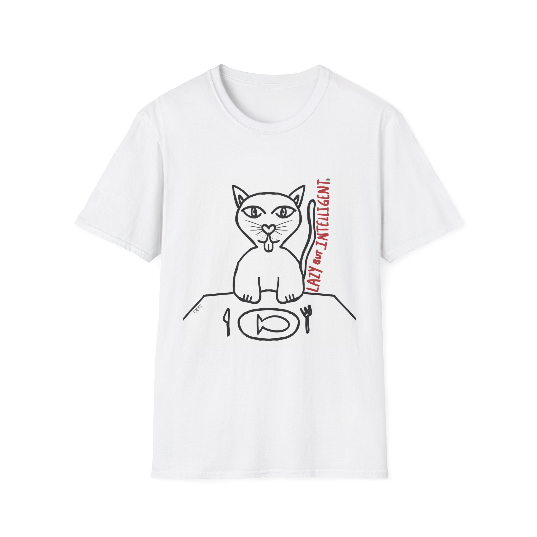 Funny Cat "Lazy But Intelligent" T-Shirt — Humorous Graphic Tee