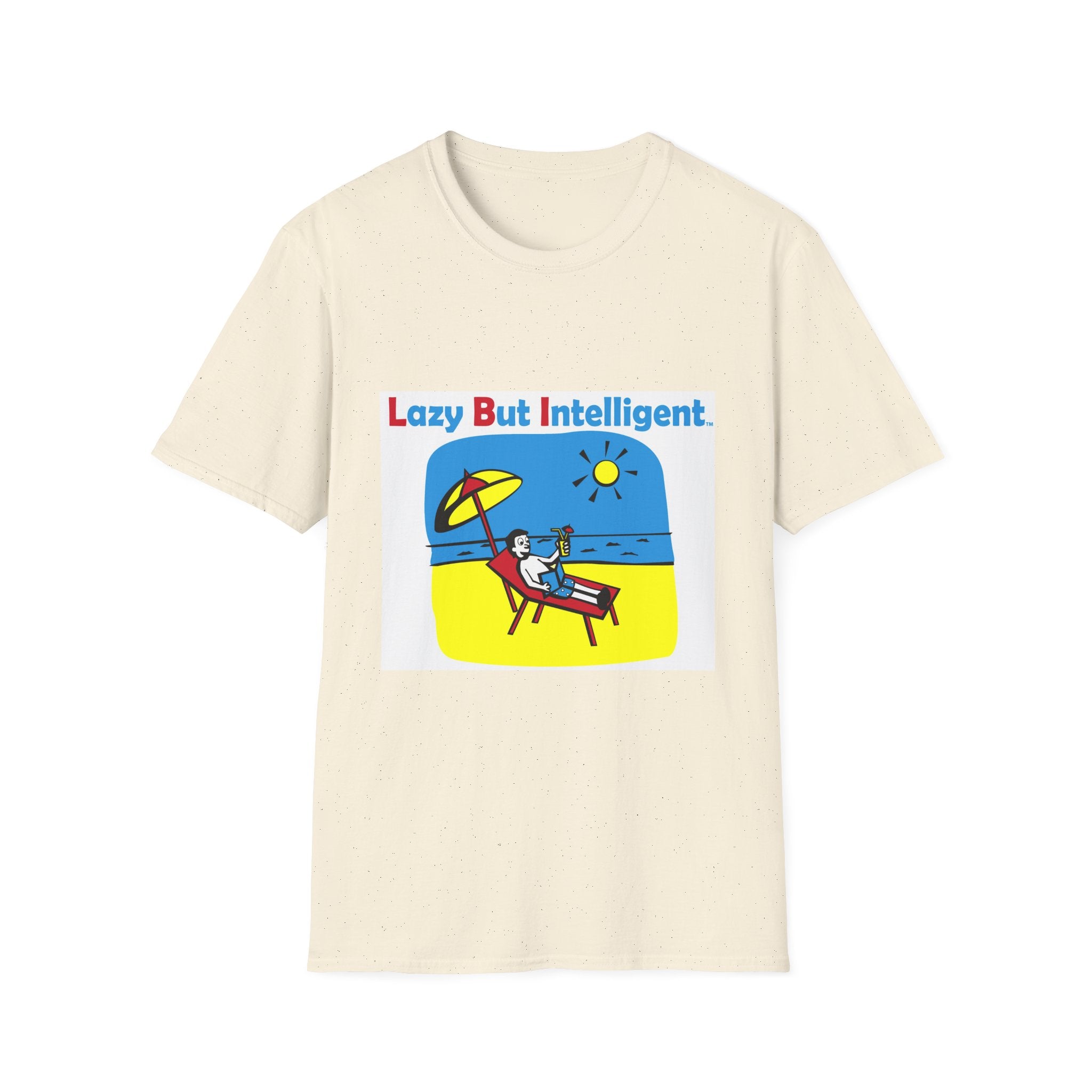 Funny "Lazy But Intelligent" T-Shirt — Humorous Beach Lounge Graphic Tee