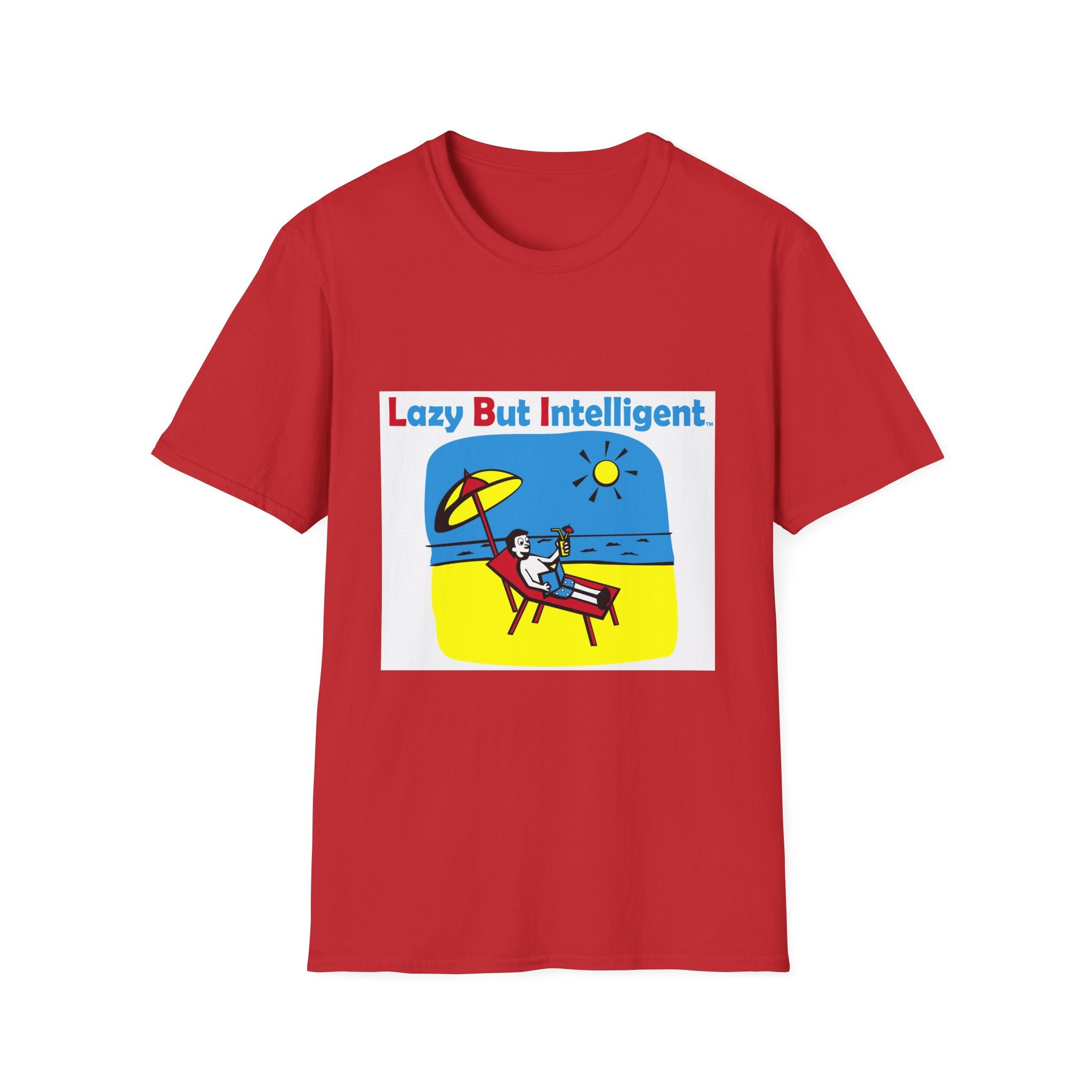 Funny "Lazy But Intelligent" T-Shirt — Humorous Beach Lounge Graphic Tee