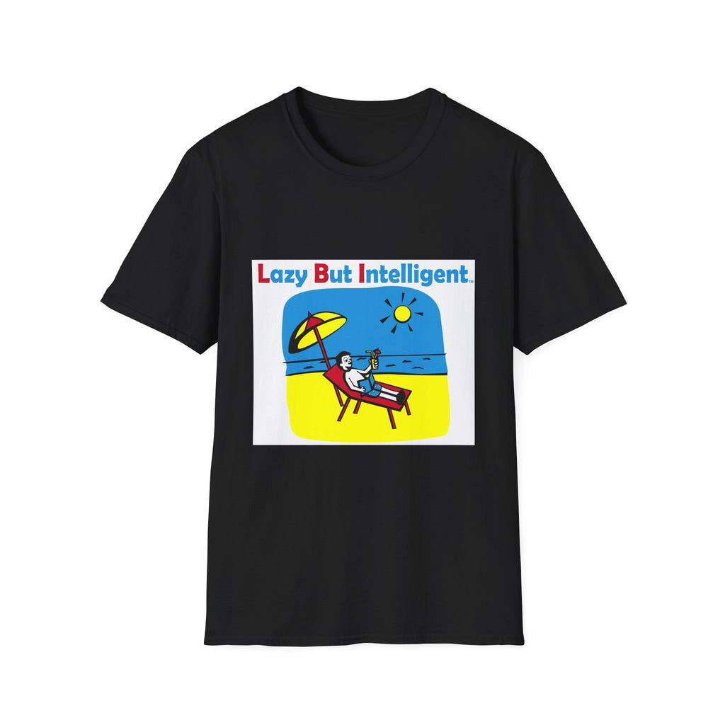 Funny "Lazy But Intelligent" T-Shirt — Humorous Beach Lounge Graphic Tee