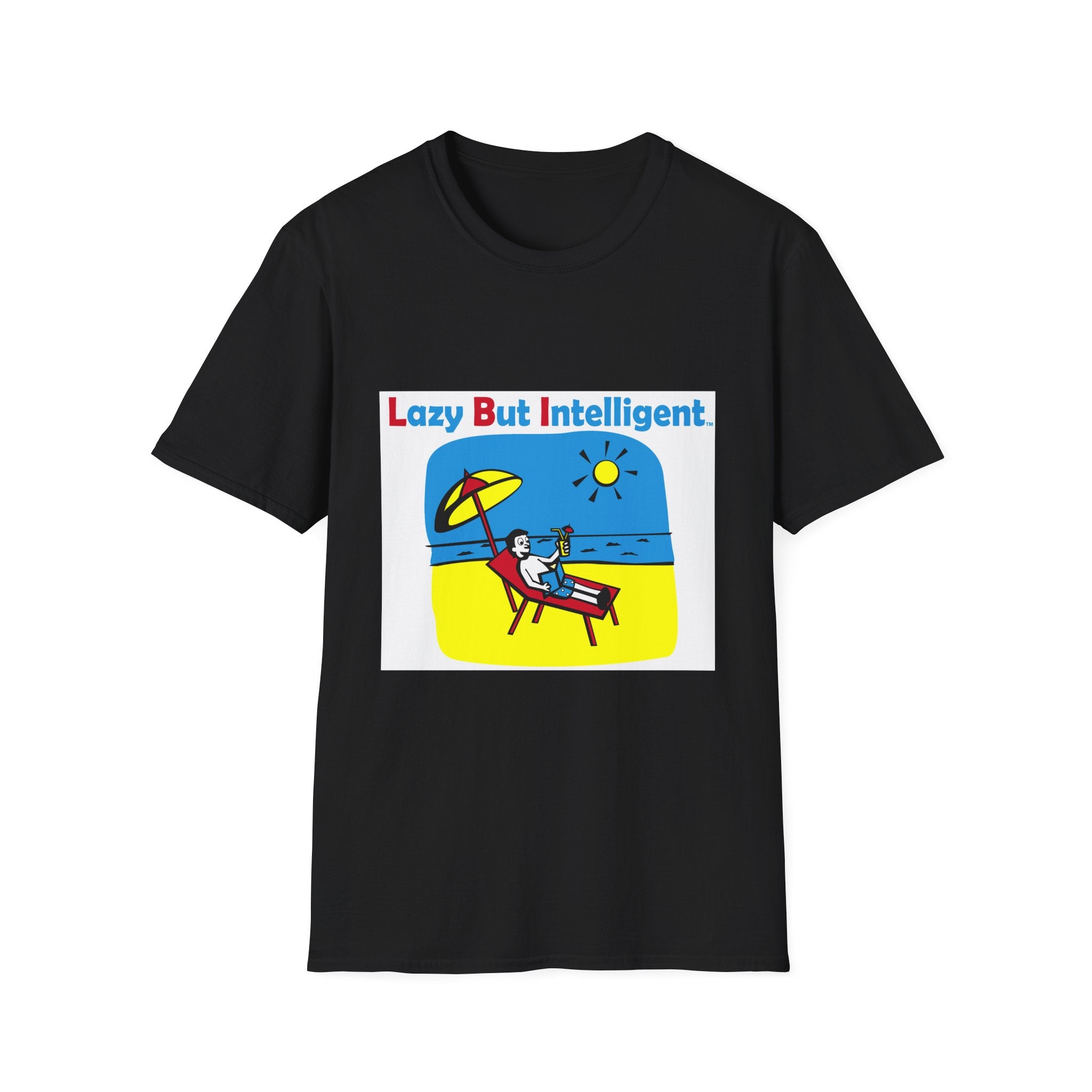 Funny "Lazy But Intelligent" T-Shirt — Humorous Beach Lounge Graphic Tee