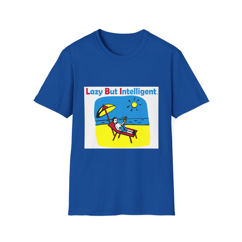 Funny "Lazy But Intelligent" T-Shirt — Humorous Beach Lounge Graphic Tee