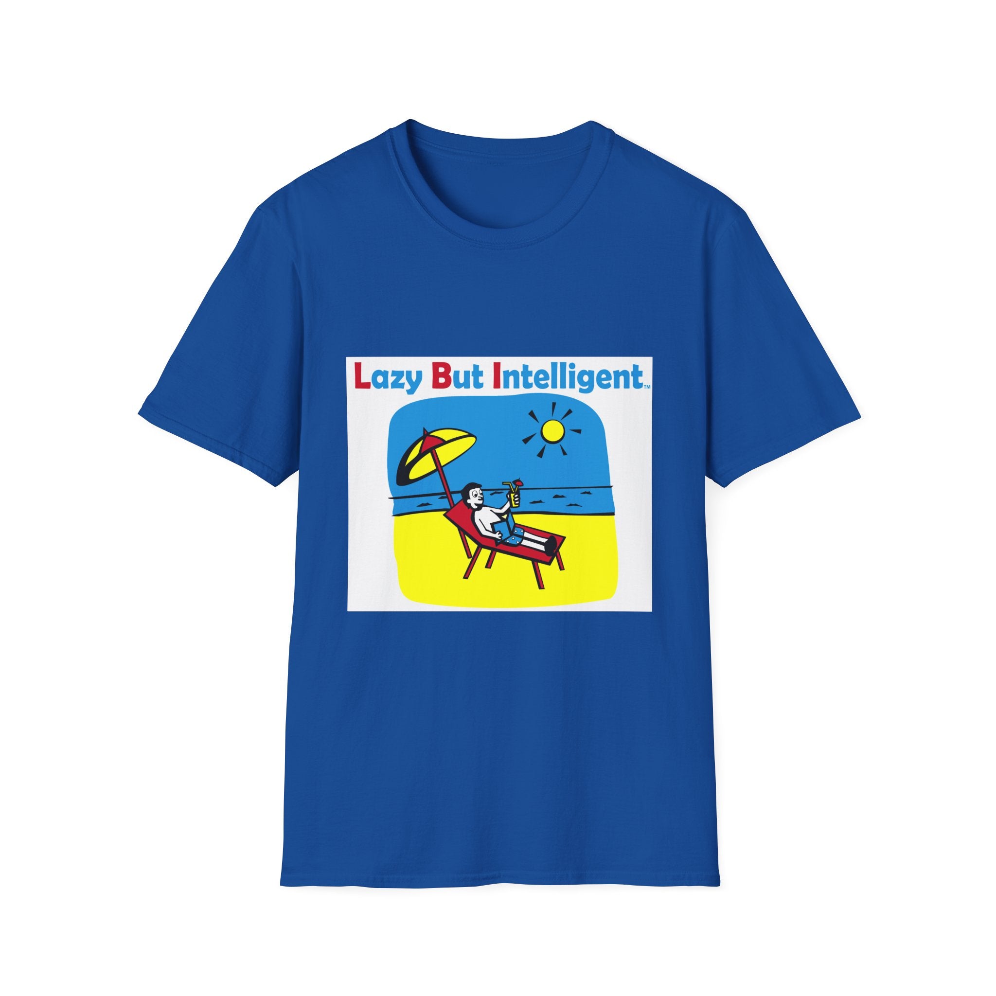 Funny "Lazy But Intelligent" T-Shirt — Humorous Beach Lounge Graphic Tee