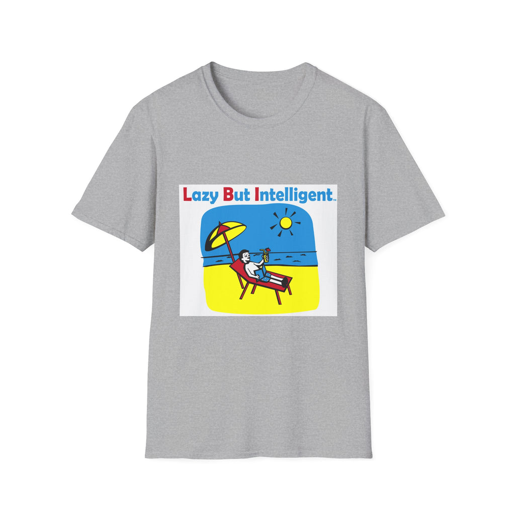 Funny "Lazy But Intelligent" T-Shirt — Humorous Beach Lounge Graphic Tee