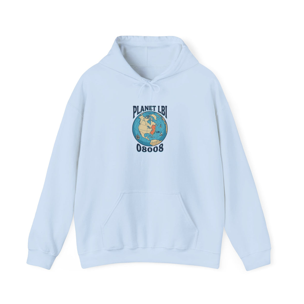 Planet LBI Trademarked Hoodie with 08008 NJ