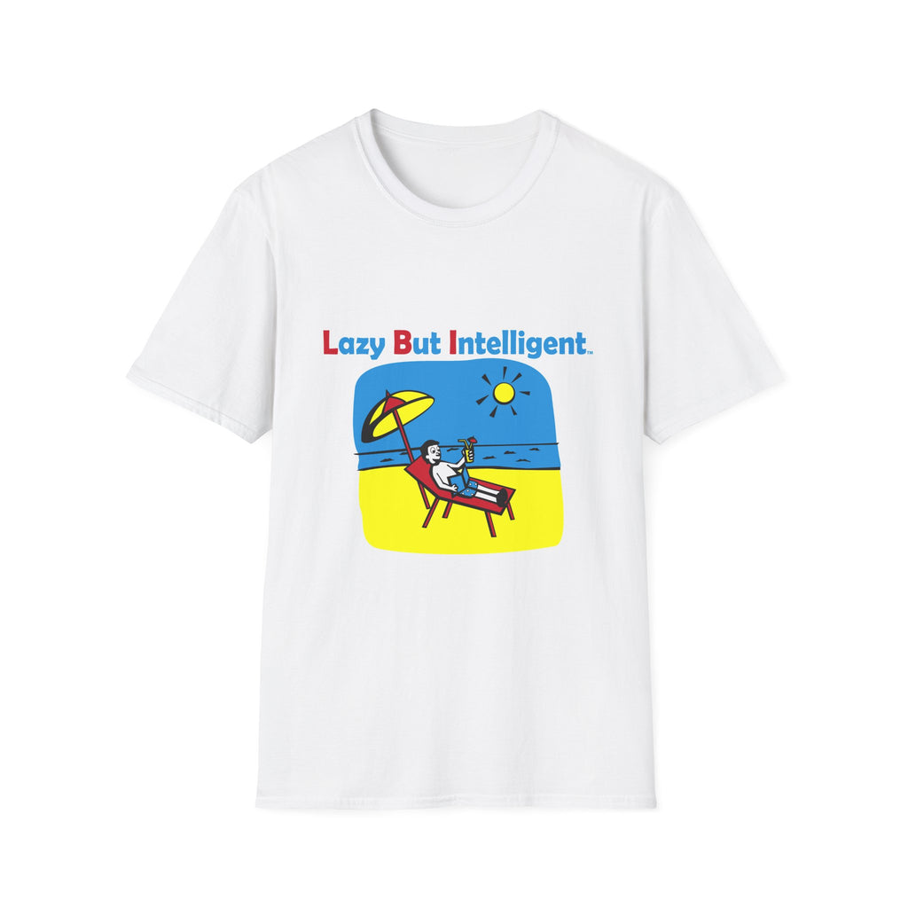 Funny "Lazy But Intelligent" T-Shirt — Humorous Beach Lounge Graphic Tee